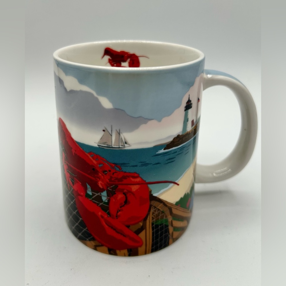 Vintage Cape Shore Lobster Coffee Mug White Red 14 oz
